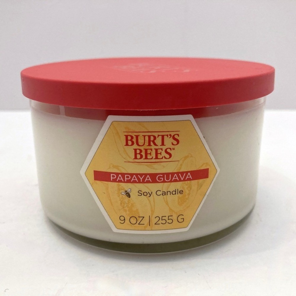 Burt's Bees Papaya Guava Soy Candle 9‎ Oz 3 Wick NEW Discontinued Scent